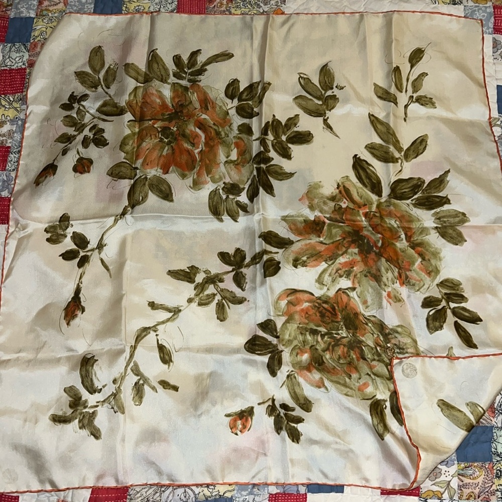 Seta Pura tagged square scarf silk hand rolled 27”